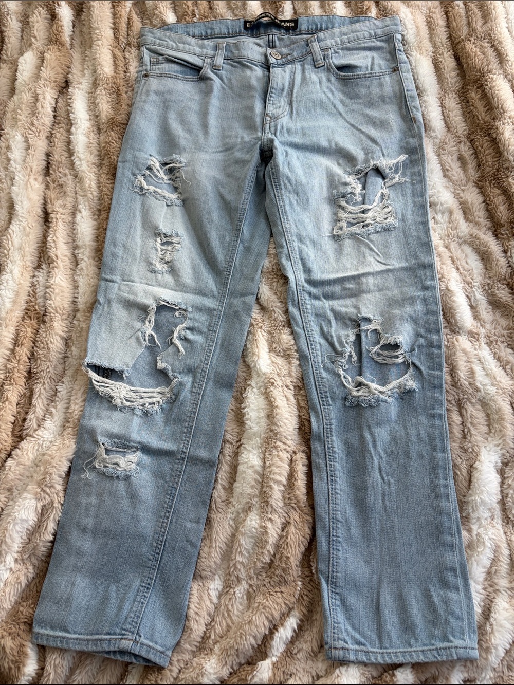 Express Light Blue Distressed Boyfriend Jeans